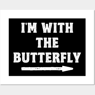 Funny Halloween I'm With The Butterfly Costume Couple (White) Posters and Art